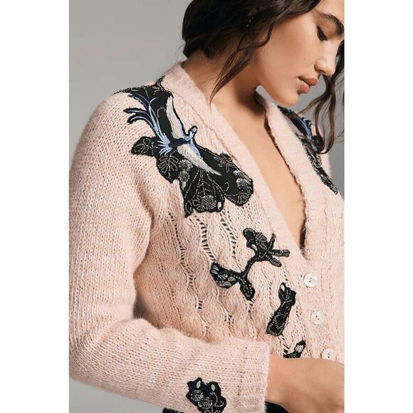 Anthropologie Wendy Wurtzburger  Marcella Volini Dancing Crane Cardigan XS NEW - Picture 4 of 8